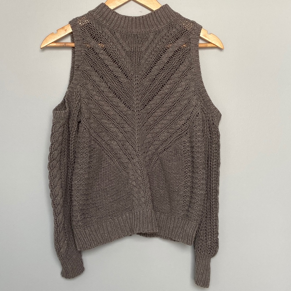 American Eagle grey cold shoulder mock sweater M
